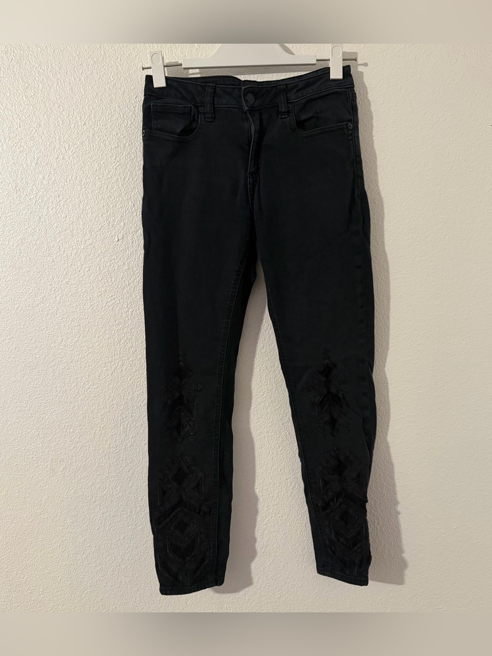 Miss Me Black Skinny Ankle Skinny Womens Sz 27 Jeans Lace Embroidered Legs